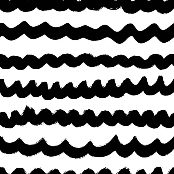 Hand drawn wave bold line seamless pattern. — Wektor stockowy