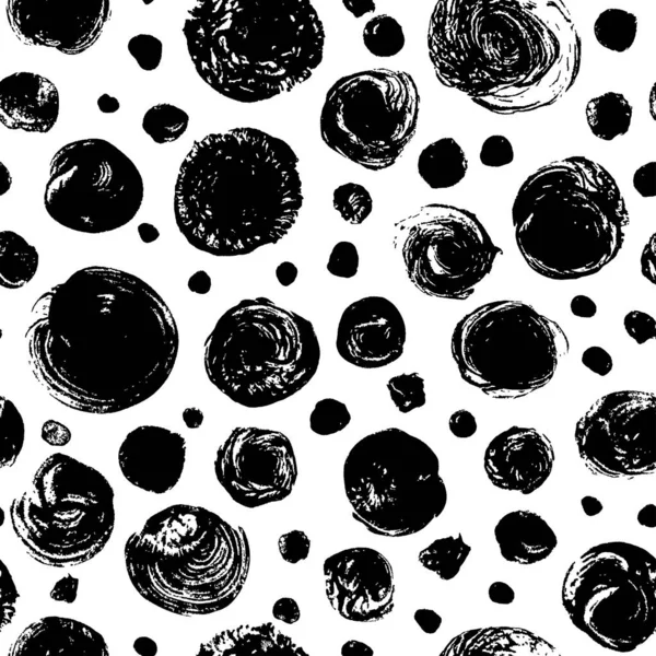 Hand drawn black circles vector seamless pattern. — Stock Vector