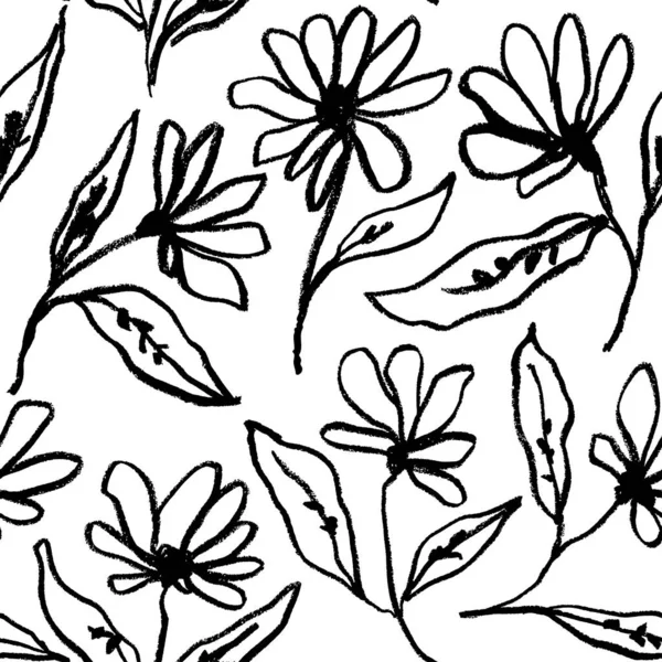 Dibujo a mano plantas silvestres, hierbas y flores. — Archivo Imágenes Vectoriales