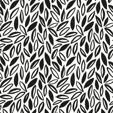 Seamless modeli siyah beyaz vektör yaprak.