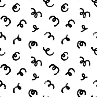 Kalın grunge kıvırcık çizgileri vektörsüz desen.