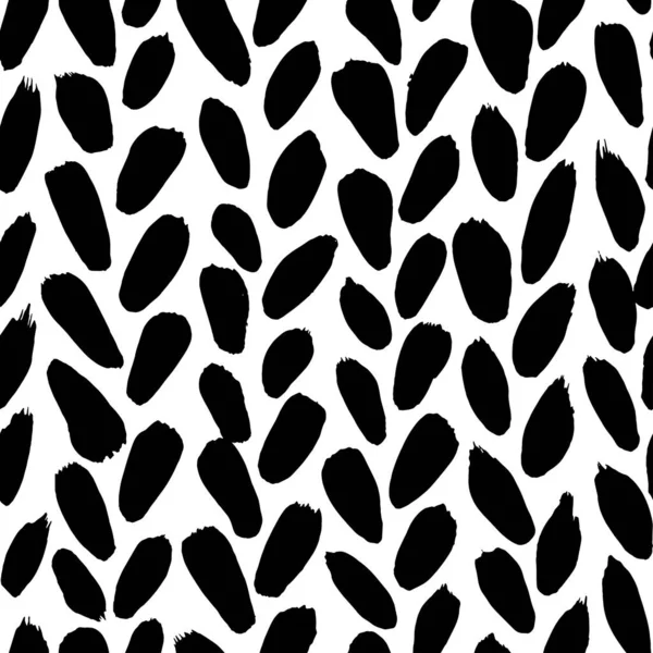 Herringbone Organic Seamless Pattern Monochrome Botanical Ornament Wheat Motif Vertical — Stock Vector