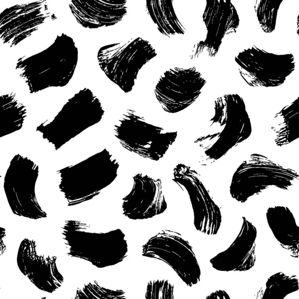 Pinceau Grunge Gribouillis Motifs Sans Couture Fond Monochrome Vectoriel Abstrait — Image vectorielle