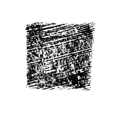 Scribble kare vektör çizimi. Sert kenarları ve karalamaları olan desenli siyah bir kare. El çizimi grunge fırça darbesi beyaz arka planda izole. Siyah vektör boyalı dikdörtgen şekil.