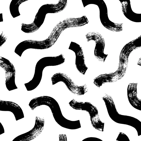 Naadloze Golvende Korte Lijn Patroon Abstract Geometrisch Ornament Memphis Stijl — Stockvector