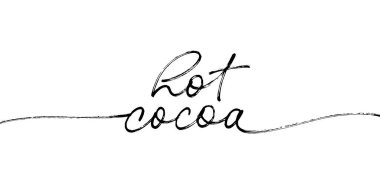 Sıcak kakaolu el yazısı. Kalem çizgisi ve kabartmalar. Kafe, bar ve restoran için Noel, kış ya da sonbahar tabiri. El çizimi modern tipografi. Sezon harfi alıntısı