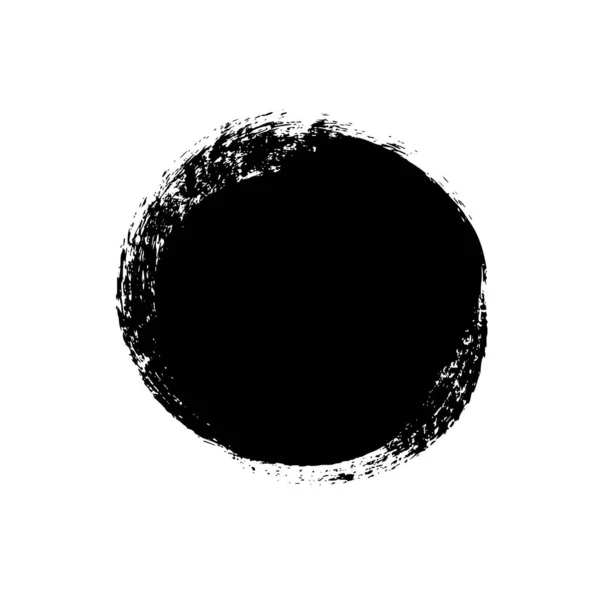 Vector Circle Black Paint Ink Brush Stroke Shape Black Grunge — Stock Vector