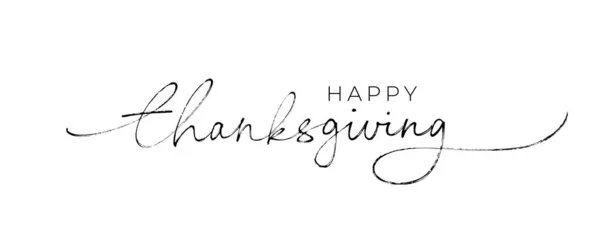 Happy Thanksgiving Calligraphy Text Swashes Hand Drawn Modern Line Lettering — Stok Vektör