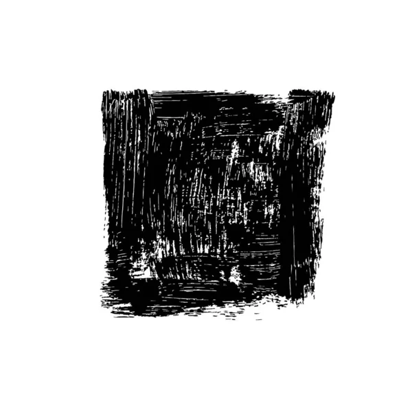 Black Rough Edge Box Isolated White Background Hand Drawn Brush — Vetor de Stock