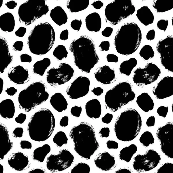 Seamless Pattern Bold Brush Circles Black Painted Dots Abstract Background — Image vectorielle