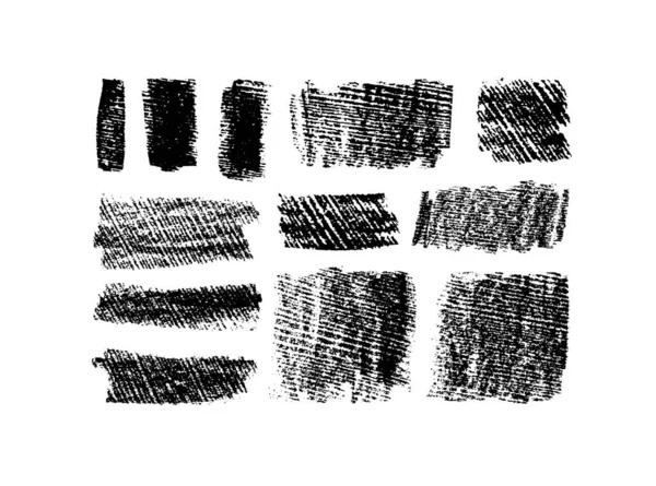 Manchas Carbón Formas Pinceladas Anchas Banderas Dibujadas Mano Del Boceto — Vector de stock