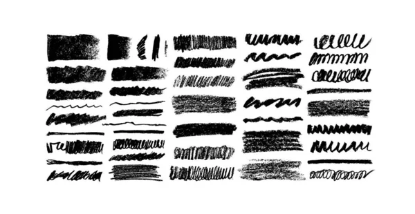 Vector Grungy Graphite Pencil Lines Charcoal Strokes Scribble Black Strokes — Vettoriale Stock