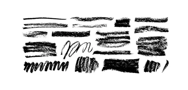 Set Hand Drawn Charcoal Scribble Lines Isolated White Doodle Style — Image vectorielle