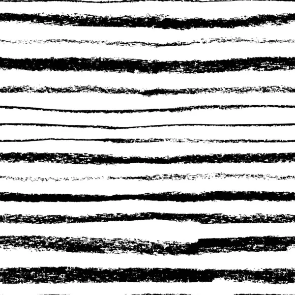 Charcoal Thick Thin Horizontal Lines Seamless Pattern Hand Drawn Vector — Wektor stockowy