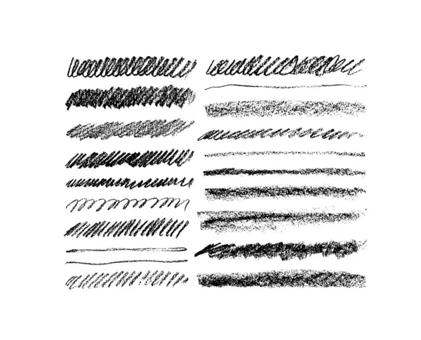 Charcoal Chalk Strokes Vector Set Grungy Black Graphite Pencil Lines — Stockový vektor