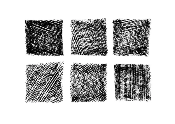 Set Grunge Square Template Backgrounds Texture Vector Black Painted Squares — 스톡 벡터