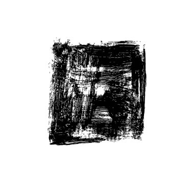 Karalamalı siyah grunge meydanı. Elle boyanmış kare siluet. Siyah mürekkep dikdörtgen fırça darbesi beyaza izole edilmiş. Kalıplı siluet. Metin için kirli grunge tasarım çerçeveleri, sınırlar veya şablonlar