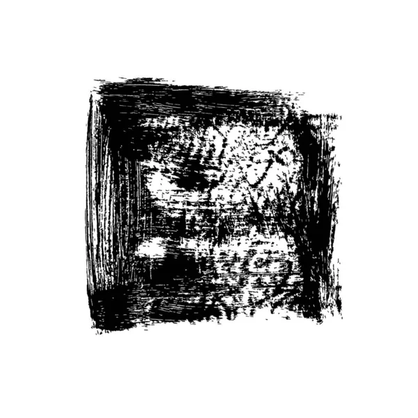 Black Grunge Quadrat Mit Kritzeleien Handgemalte Quadratische Silhouette Schwarze Tinte — Stockvektor