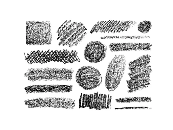 Soft Charcoal Bold Smears Wide Brush Stroke Geometric Shapes Hand — ストックベクタ