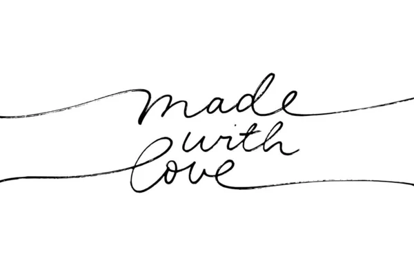 Made Love Simple Line Lettering Hand Drawn Vector Calligraphy Isolated — Stockový vektor