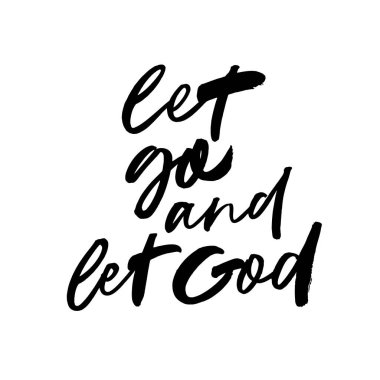 Bırak Tanrı kaligrafiyi fırçalasın. Beyaz arka planda izole edilmiş vektör dinleri. El yapımı kaligrafik tasarım. Dini bir ifade ya da alıntı. Tasarımınız için el yazısı