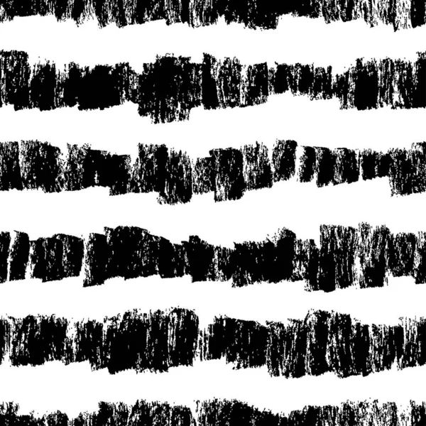 Charcoal Thick Horizontal Lines Seamless Pattern Irregular Black Texture Vertical — Image vectorielle