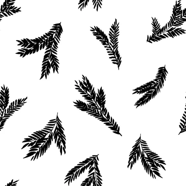 Μαύρο Έλατο Κλαδιά Διάνυσμα Αδιάλειπτη Μοτίβο Βοτανικός Χριστούγεννα Απρόσκοπτη Φόντο — Διανυσματικό Αρχείο