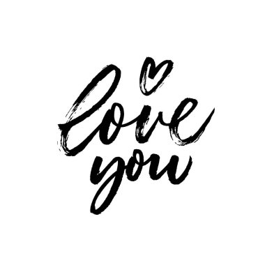 Hand written I love you phrase. Valentines calligraphy greeting card. Modern black brush calligraphy. Vector design card for Mother day, Happy Valentines day, wedding. Cursive text love you
