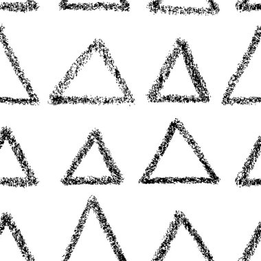 Siyah üçgenleri düzgün bir şekilde yönlendir. Çizim tarzında el çizimi kömür geometrik şekiller. Kömür ya da tebeşir çizimi. Grunge siyah kuru üçgenli pürüzsüz desen. Kabile süsü.
