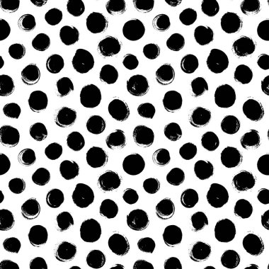 Siyah beyaz desenli, kalın daireli. Grunge fırça daireli kusursuz bir süs. Puantiyeli duvar kağıdı. Kalın siyah, pejmürde noktaların ya da beyazın üzerindeki lekelerin soyut deseni. Elle çizilmiş lekeler