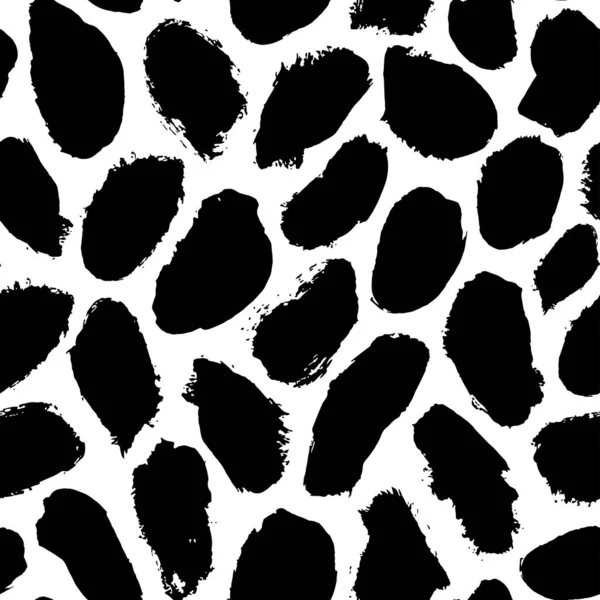 Geometric Abstract Seamless Pattern Blots Hand Drawn Black Dots Texture — Stock Vector