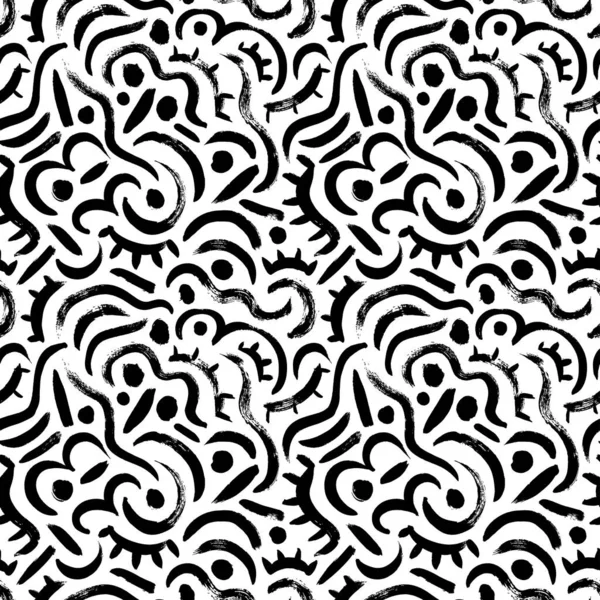 Doodle Whimsical Lines Vector Seamless Pattern Pencil Sketch Hand Drawn —  Vetores de Stock