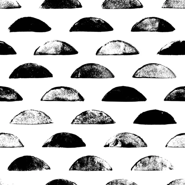 Geometric Abstract Seamless Pattern Semicircles Black White Simple Elements Geometry — Stockvector