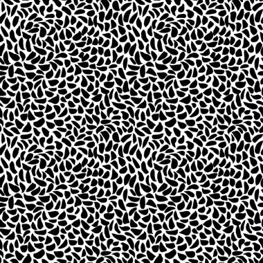 Simple geometric seamless pattern with dashes. Black paint curved dry brush strokes. Small and short uneven blots. Decorative vector texture for web, print or design. Brush grunge scribble strokes