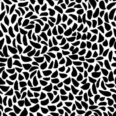 Simple geometric seamless pattern with dashes. Black paint curved dry brush strokes. Small and short uneven blots. Decorative vector texture for web, print or design. Brush grunge scribble strokes