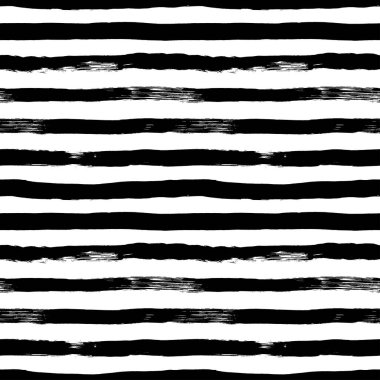 Bold horizontal lines vector seamless pattern. Hand drawn black parallel brush strokes. Black and white striped seamless pattern. Grunge texture with horizontal stripes. Geometric background.