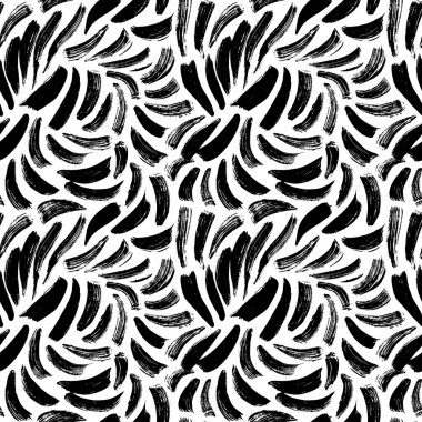 Handmade seamless texture with dashed lines. Organic monochrome texture. Japan folk seamless pattern, boho ornament. Vector brush grunge scribble strokes. Ethnic print in polka dot style. Dotted lines