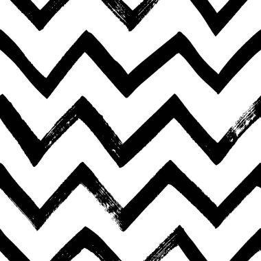 Seamless pattern with geometric zigzag lines. Trendy grunge vector design. Hand drawn chevron zigzag seamless pattern. Simple classic ornament. Repeating intricate texture. Horizontal stripes.