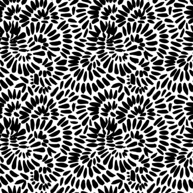 Simple rice grain seamless pattern. Vector brush grunge scribble strokes. Hand drawn abstract background. Repeating monochrome organic shapes background. Dotted lines, small dashes in ethnic motif.