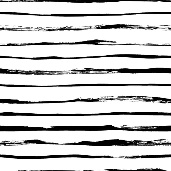 Seamless Pattern Thin Brush Lines Black White Seamless Vector Sailor — Wektor stockowy