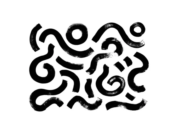 Сміливі Хвилясті Штрихи Пензля Кола Колекції Сучасні Геометричні Форми Чорні — стоковий вектор