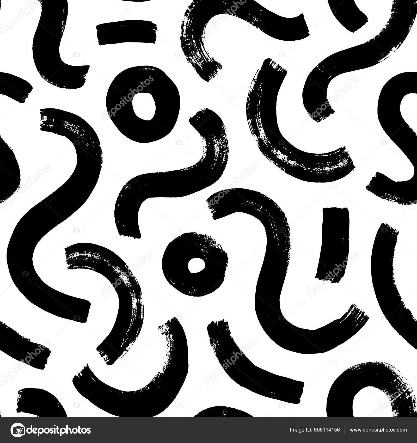 Vector Minimalistic Meandering Lines Pattern Circles Hand Drawn Grunge