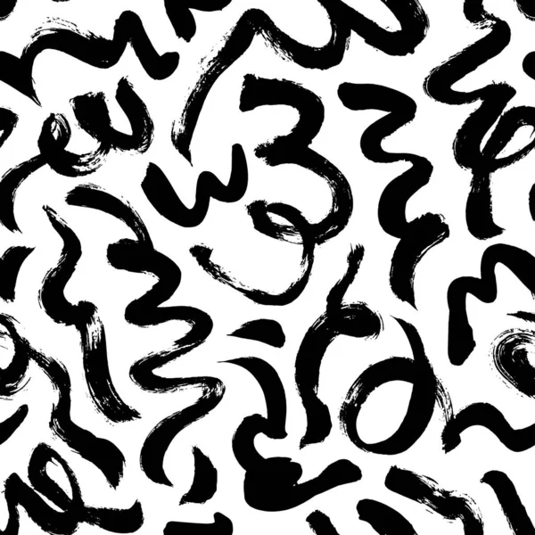 Seamless Pattern Chaotic Curly Lines Messy Doodles Bold Curvy Lines Stock Illusztrációk