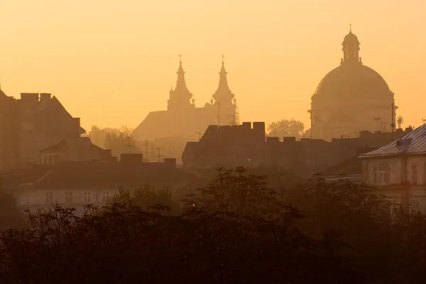 Kathedralen en daken bij zonsopgang — Stockfoto