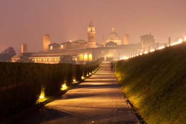 Nighttime panorama of historical Mantova clipart