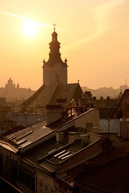 gün batımı, lviv Dormition Kilisesi