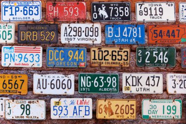 Various old American license plates clipart