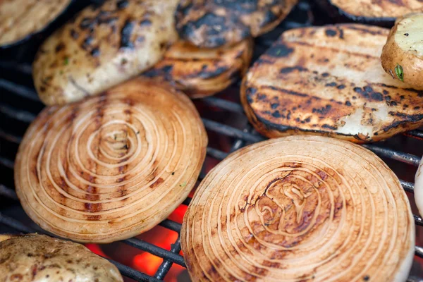 Seasoned vegetables on the grille — Stock Photo, Image