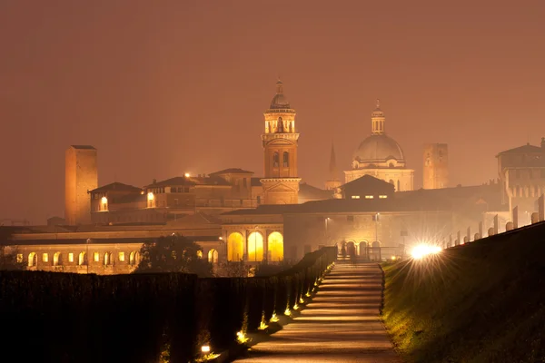 Panorama notturno della storica Mantova — Foto Stock