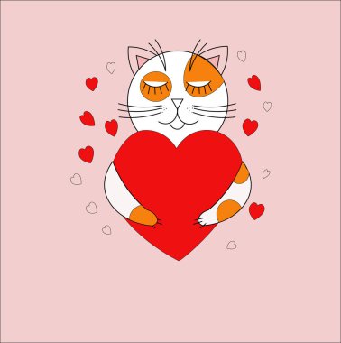 Şirin kedi pençelerinde bir kalp tutuyor..